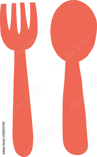 Fork And Spoon Set In Flat Style