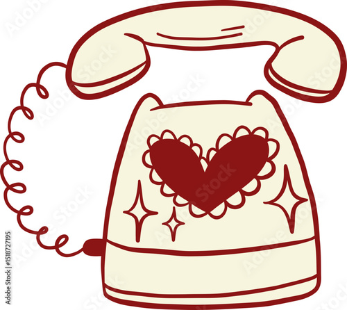 Vintage Telephone With Heart Doily Design