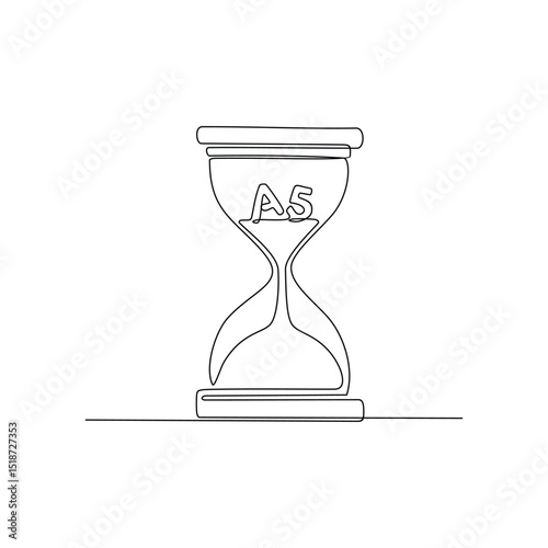Drawing education concept of lines form an hourglass with grains of sand in the form of letters, numbers, and science symbols falling from the top (learning input) to the bottom (competency output).