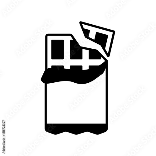 partially opened and broken chocolate bar icon, sweet food, snack, dessert, indulgence, milk chocolate, dark chocolate, or delicious food, simple, modern, suitable for web design, mobile applications