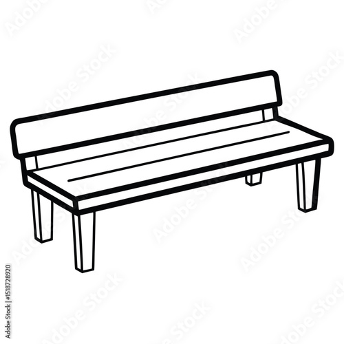 Illustration of a park bench isolated on transparent background