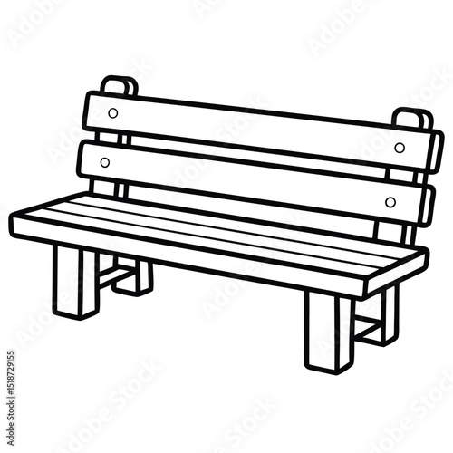 Illustration of a park bench isolated on transparent background