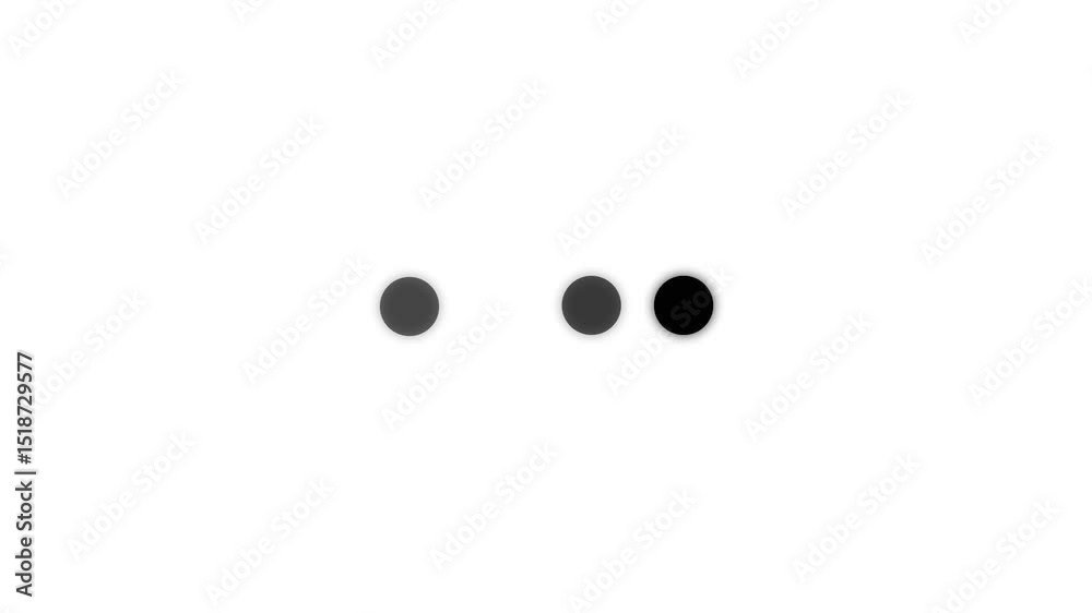 Animated 4 dots blinking loader. Ellipsis. Simple black and white loading icon Animation loading bar 4 dots looping progress icon on black background. Website loading animation