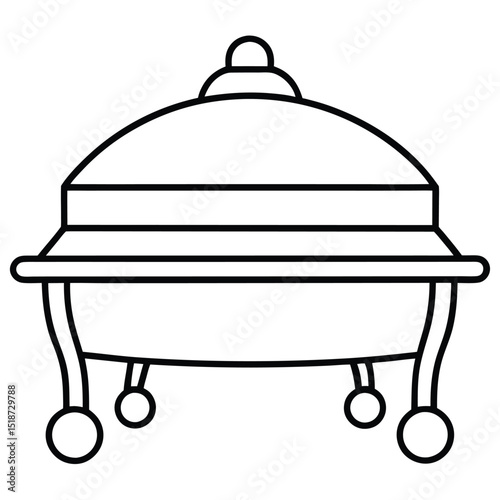 Illustration of a buffet server with drawers isolated on white background