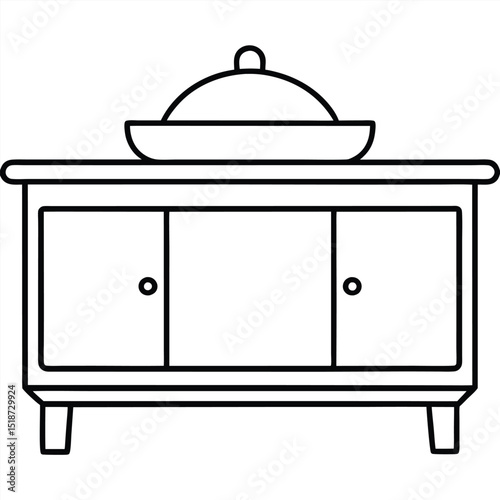 Illustration of a buffet server with drawers isolated on white background