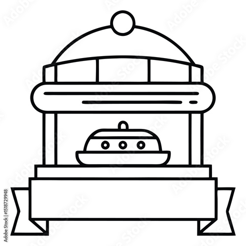 Illustration of a buffet server with drawers isolated on white background