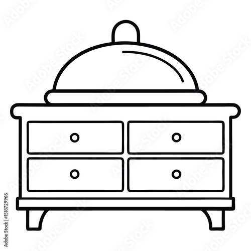 Illustration of a buffet server with drawers isolated on white background