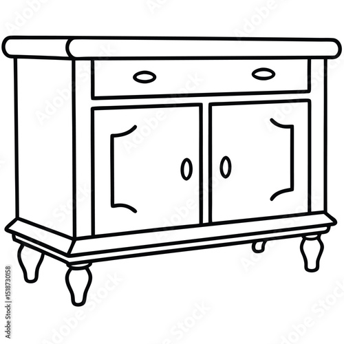 Illustration of a buffet server with drawers isolated on white background