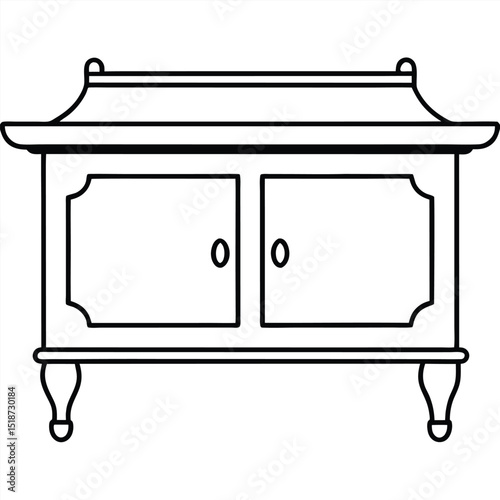 Illustration of a buffet server with drawers isolated on white background
