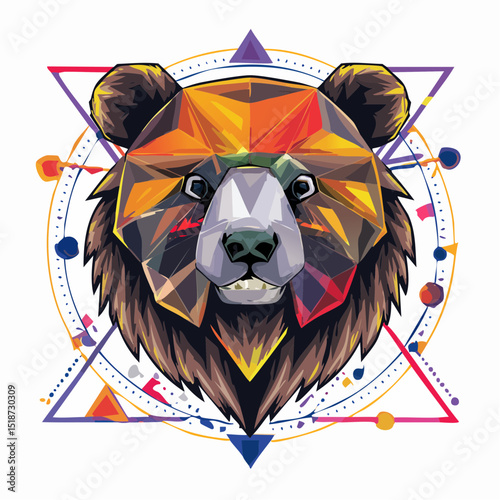 Polygonal illustration of Bear doll t shirt design, vector graphic, typographic poster or tshirts street wear and Urban style