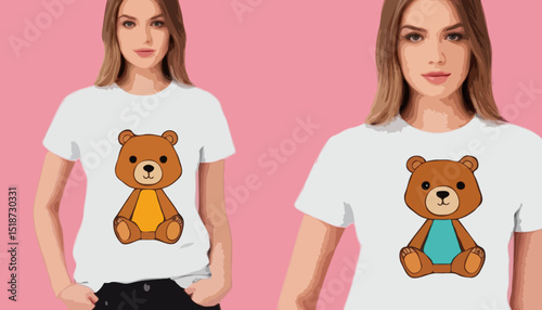Polygonal illustration of Bear doll t shirt design, vector graphic, typographic poster or tshirts street wear and Urban style