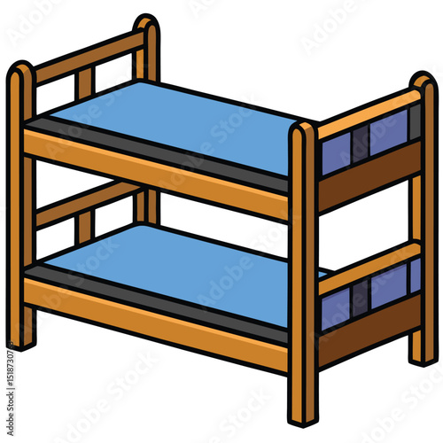 Illustration of a yellow and black bunk bed isolated on transparent background