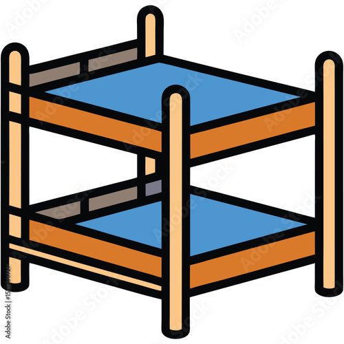 Illustration of a yellow and black bunk bed isolated on transparent background