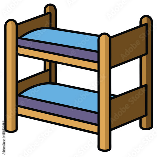 Illustration of a yellow and black bunk bed isolated on transparent background