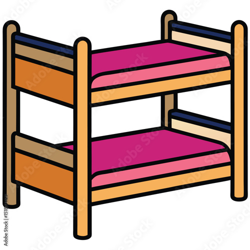 Illustration of a yellow and black bunk bed isolated on transparent background