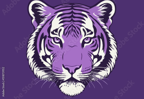 Retro illustration of purple tiger t shirt design, vector graphic, typographic poster or tshirts street wear and Urban style