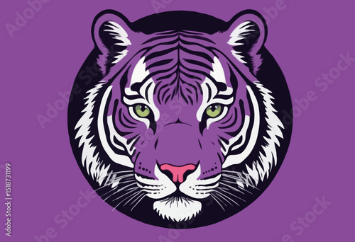 Retro illustration of purple tiger t shirt design, vector graphic, typographic poster or tshirts street wear and Urban style