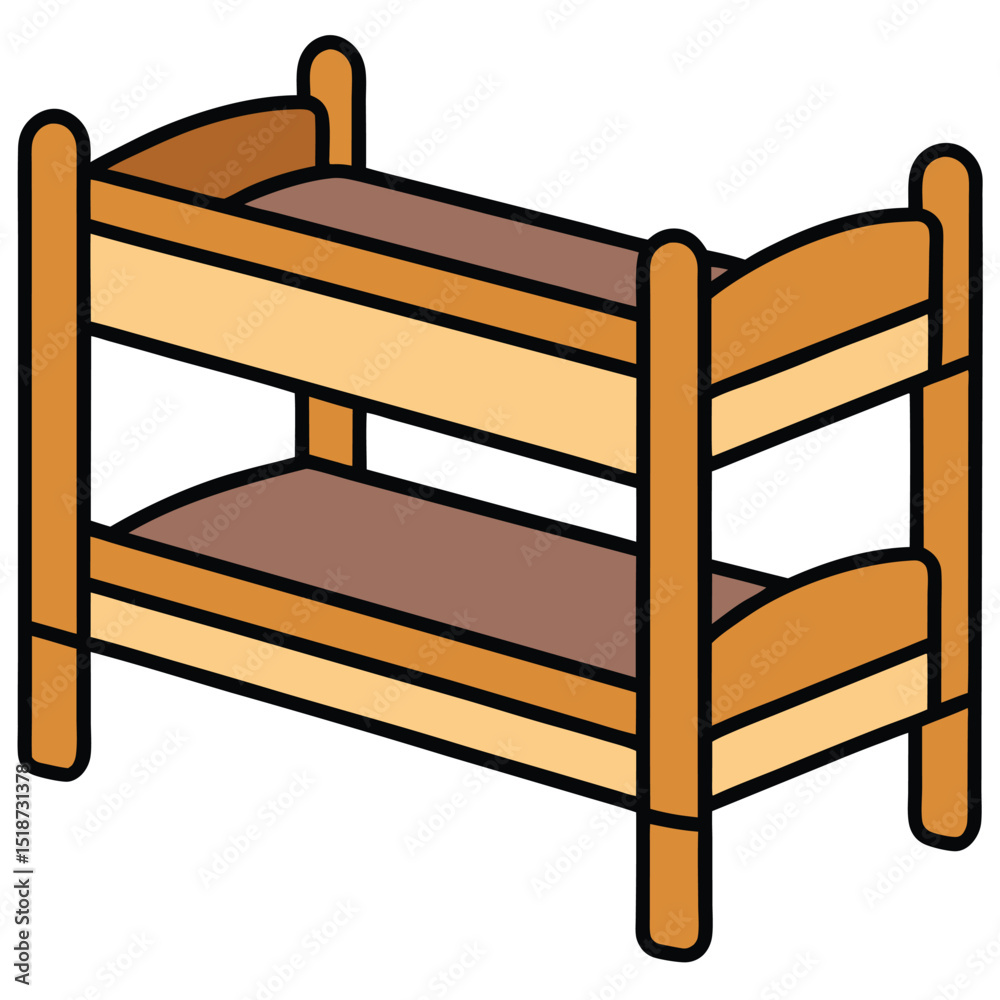 Illustration of a yellow and black bunk bed isolated on transparent background Illustration of a yellow and black bunk bed isolated on transparent background