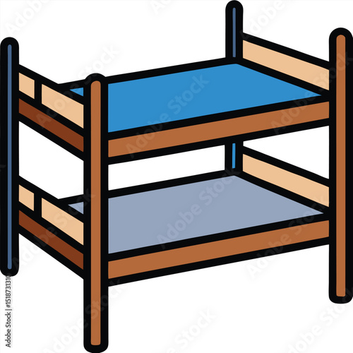 Illustration of a yellow and black bunk bed isolated on transparent background
