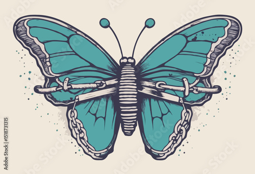 Shackled by anxiety butterfly t shirt design, vector graphic, typographic poster or tshirts street wear and Urban style