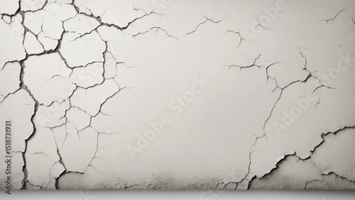 Cracked concrete wall texture. White Concrete Wall with Cracks and Worn Edges. Cracked wall. 