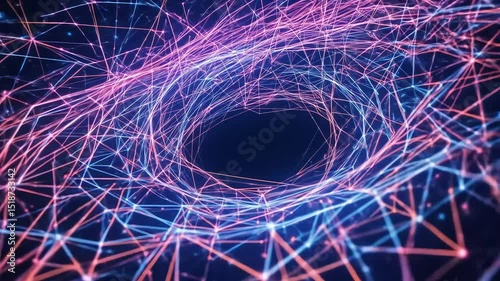 Abstract Pink and Blue Network Vortex Digital Art