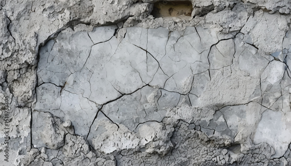 Fototapeta premium Cracked concrete wall texture background. Rough dirty surface. Cracked damaged wall. Grey cement background. 