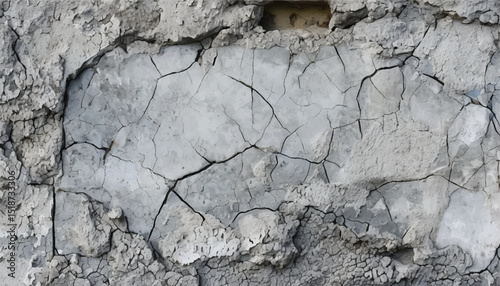 Cracked concrete wall texture background. Rough dirty surface. Cracked damaged wall. Grey cement background. 