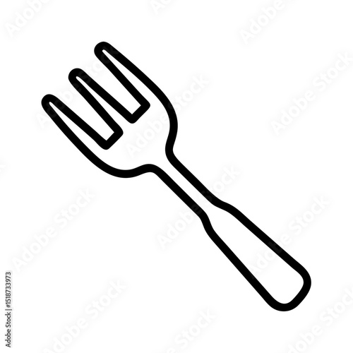 A simple outline drawing of a metal utensil with four tines isolated on a white background design element