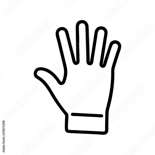 Stylized graphic depiction of a hand with fingers extended in a simple outline design element