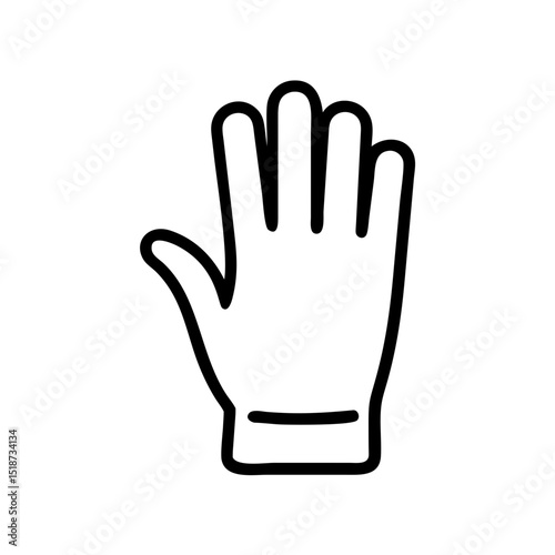Outlined graphic showing a hand with fingers extended on a plain white background design element art