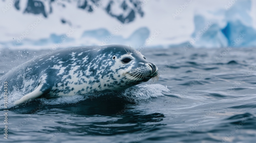 Naklejka premium Close-up view of a Weddell seal emerging from the water.