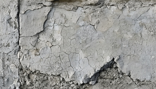 Cracked concrete wall texture background. Rough dirty surface. Cracked damaged wall. Grey cement background. 