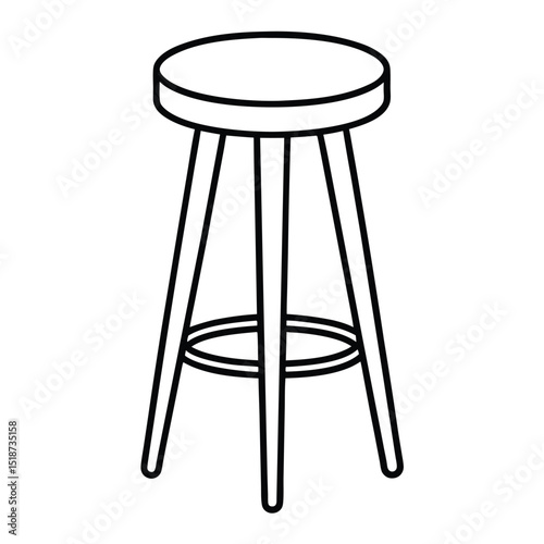 Illustration of a simple stool isolated on transparent background