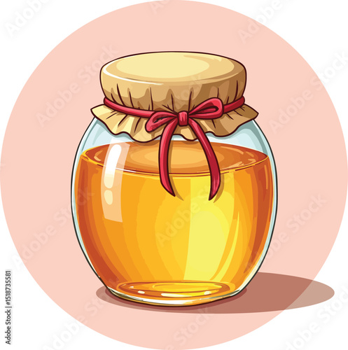 Delicious organic honey jar illustration for food blog and natural product promotion one hundred char