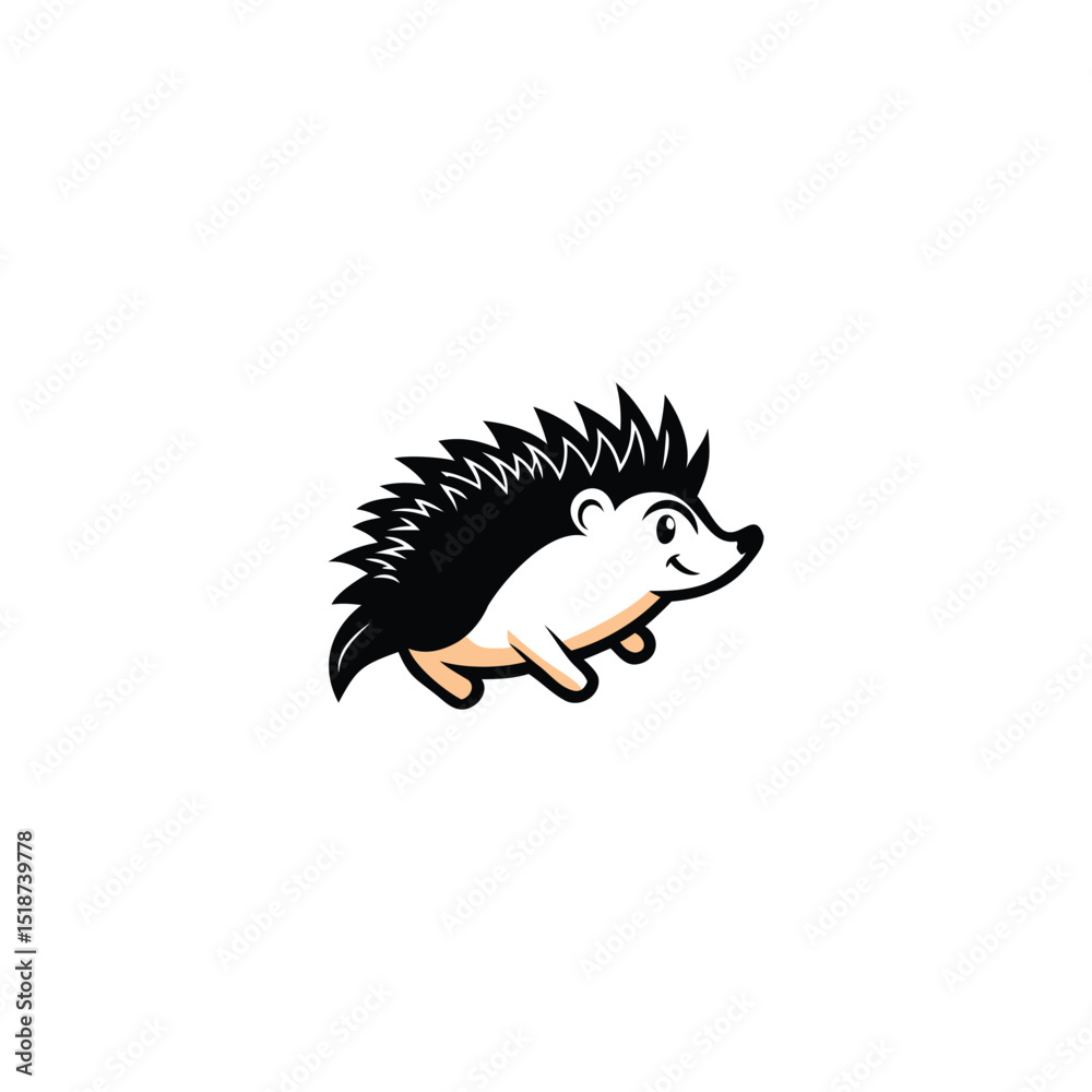 Fototapeta premium Cute Mohawk Porcupine Logo. Adorable Animal Mascot with Spiky Mohawk Hairstyle