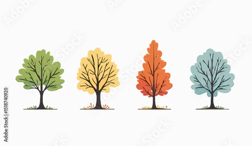 set of autumn trees