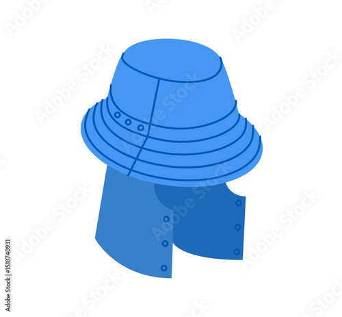 Refined Weatherproof Modular Bucket Hat. Summer Head Fashion accessory cap clothing technical illustration. Vector headgear for Men, women style, flat template CAD mockup sketch outline isolated