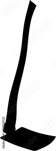 vector illustration silhouette of a hoe farming tool, isolated on white