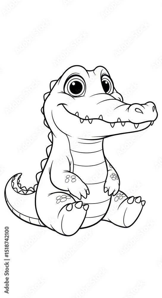 Fototapeta premium Crocodile Character for Coloring Book.