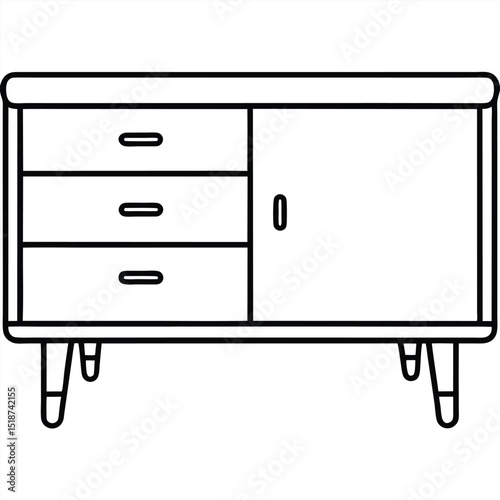 Illustration of a cabinet with doors isolated on transparent background