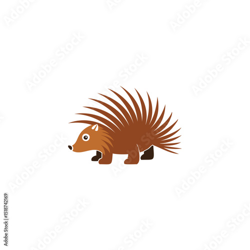 Sweet Brown Porcupine Logo. Charming Design with Spikes Standing Up