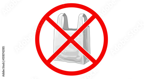 No Plastic Bag Symbol Red Circle with Cross Over a Bag