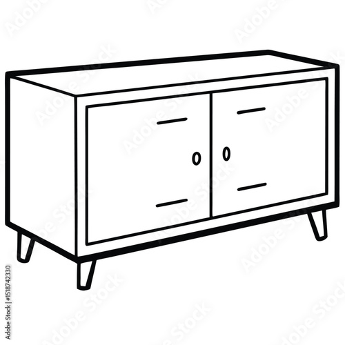 Illustration of a cabinet with doors isolated on transparent background