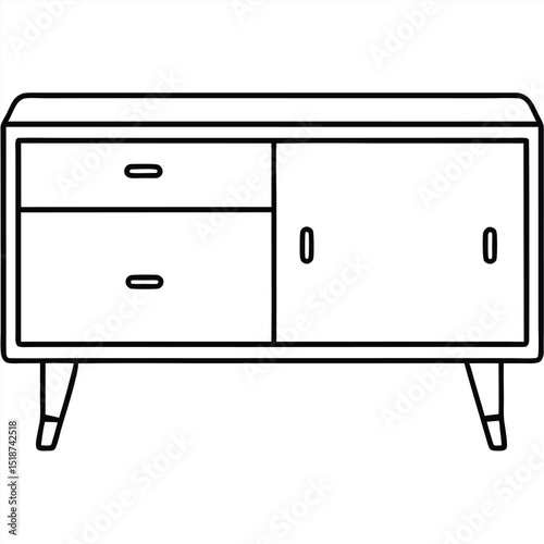 Illustration of a cabinet with doors isolated on transparent background