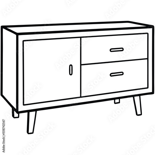 Illustration of a cabinet with doors isolated on transparent background