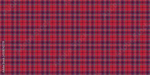 Dye check plaid seamless, ornate vector fabric pattern. Day tartan texture textile background in red and pink colors.