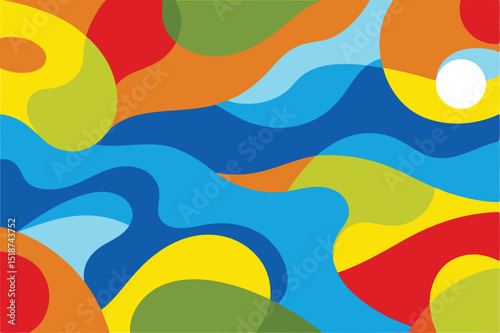 Abstract composition of overlapping colorful shapes in contemporary graphic design