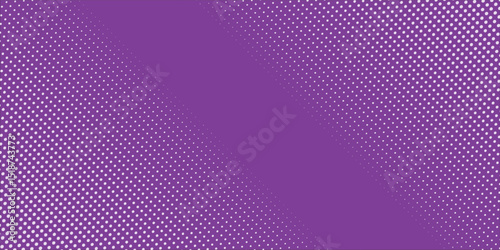Purple white dotted halftone. Halftone vector background. Vertical grungy dotted gradient. Retro futuristic texture. Violet dot on transparent backdrop. Abstract dotwork. Pop art design template