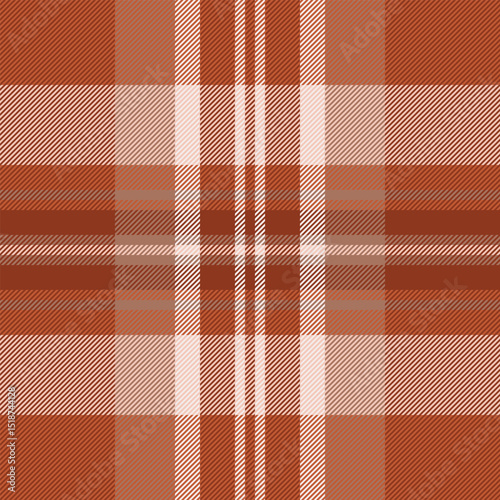 Warm autumnal plaid pattern.  Elegant terracotta and cream tones create a cozy, rustic feel, perfect for textile design, fall fashion, or seasonal branding.